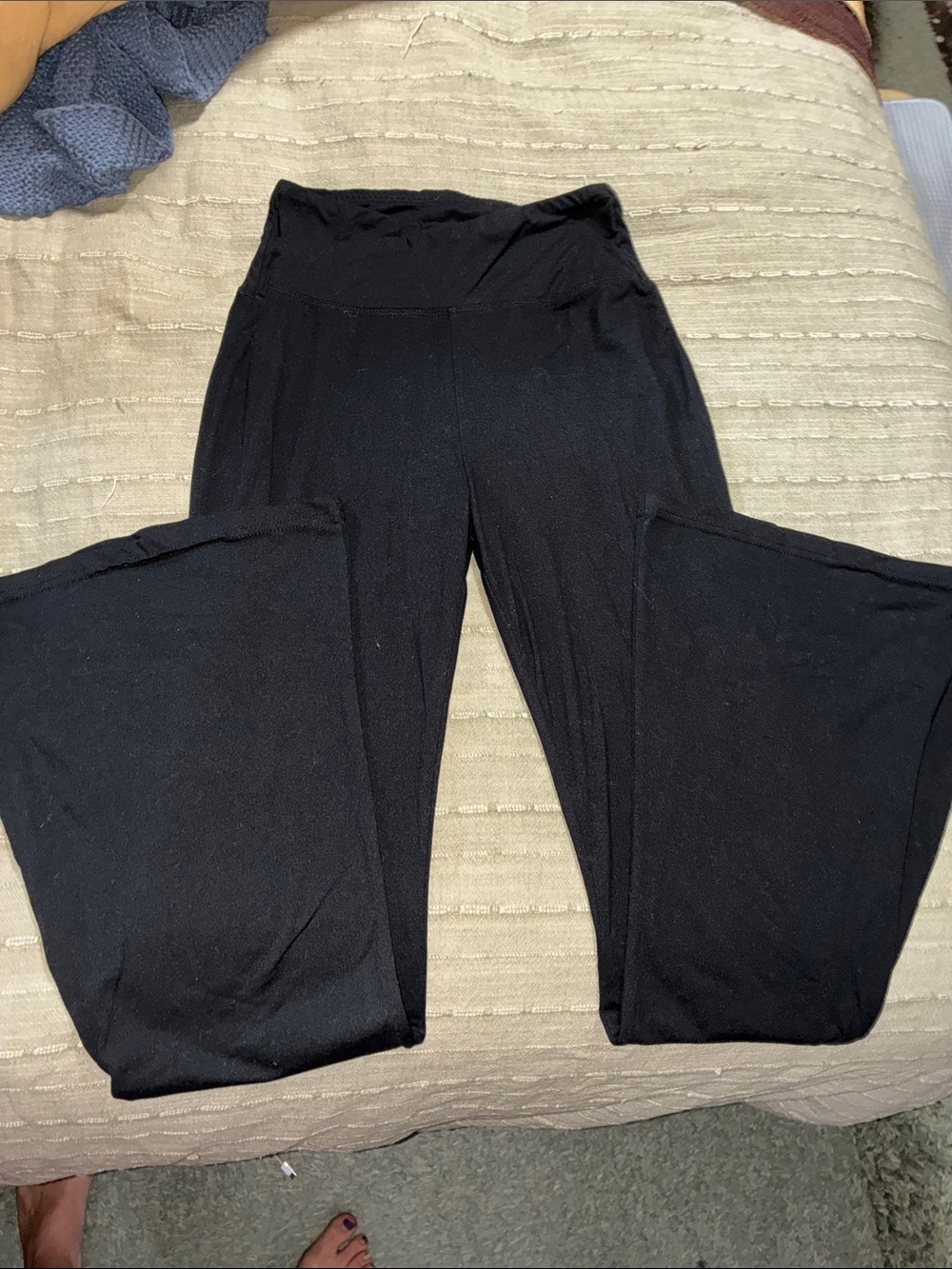 Black Wide-Leg Pull-On Pants with High Waist